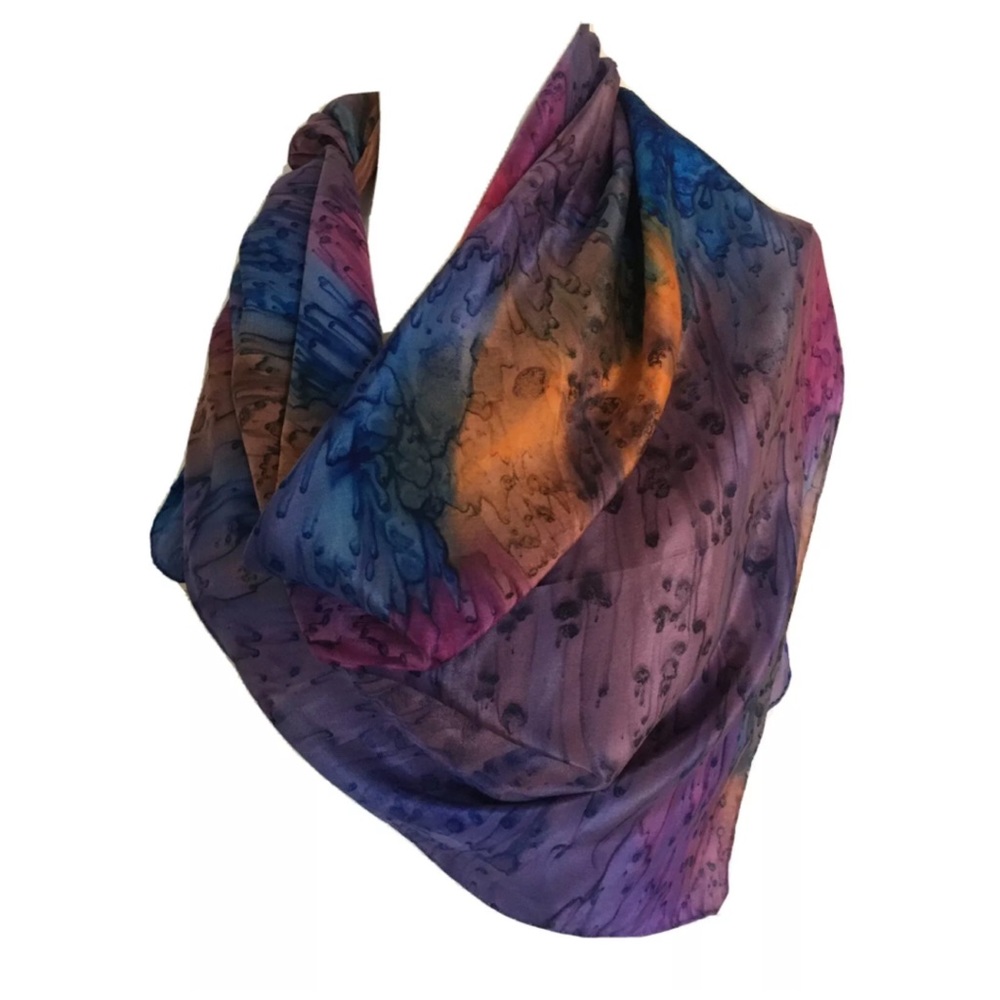 Vintage GOLDEN CAMEL Hand Painted Silk Scarf